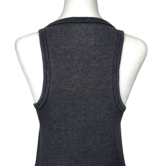 Womens Aerie M Charcoal Grey Trendy Racerback Tank Top Flirty Half-Placket Style - Picture 5 of 11